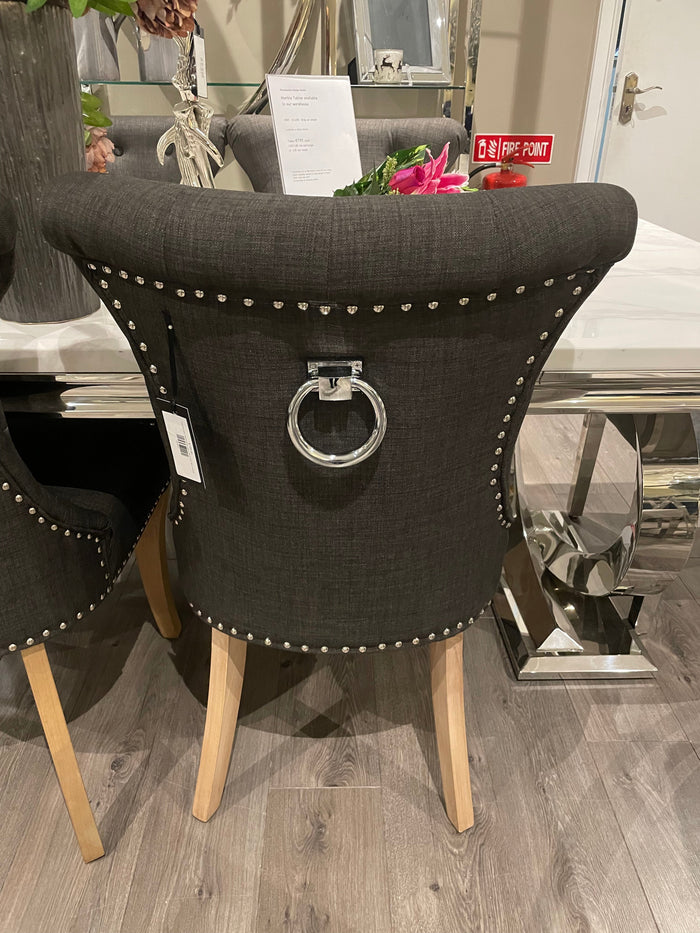 Rocha dining chairs with knocker in charcoal linen reduced set of 2-Renaissance Design Studio