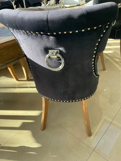Rocha dining chairs with knocker in charcoal linen reduced set of 2-Renaissance Design Studio
