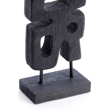 Silvia Wood Matt Black Ornament-Renaissance Design Studio