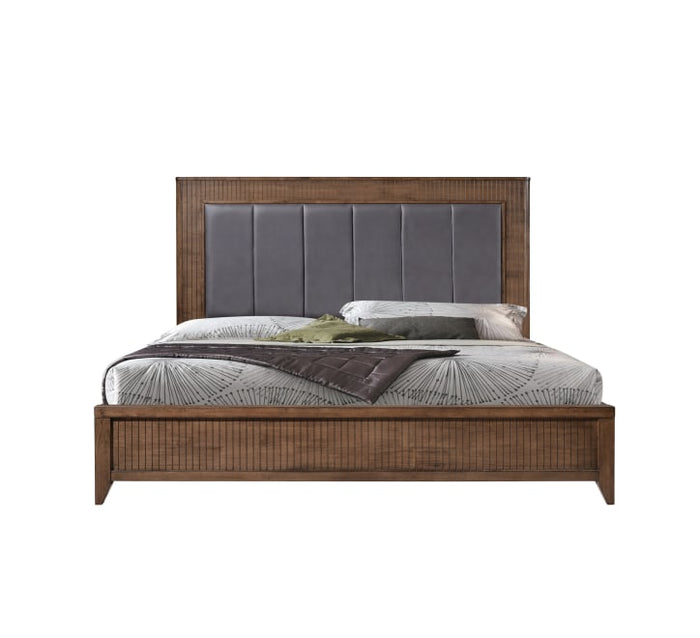 Vivian wooden feature bed with leather feature-Renaissance Design Studio
