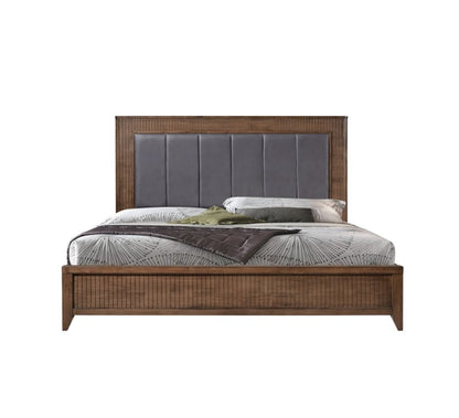 Vivian wooden feature bed with leather feature-Renaissance Design Studio